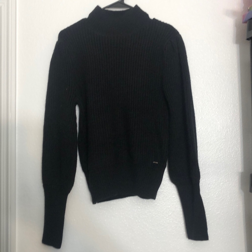 T Tahari Sweater Black Large Wool Blend
